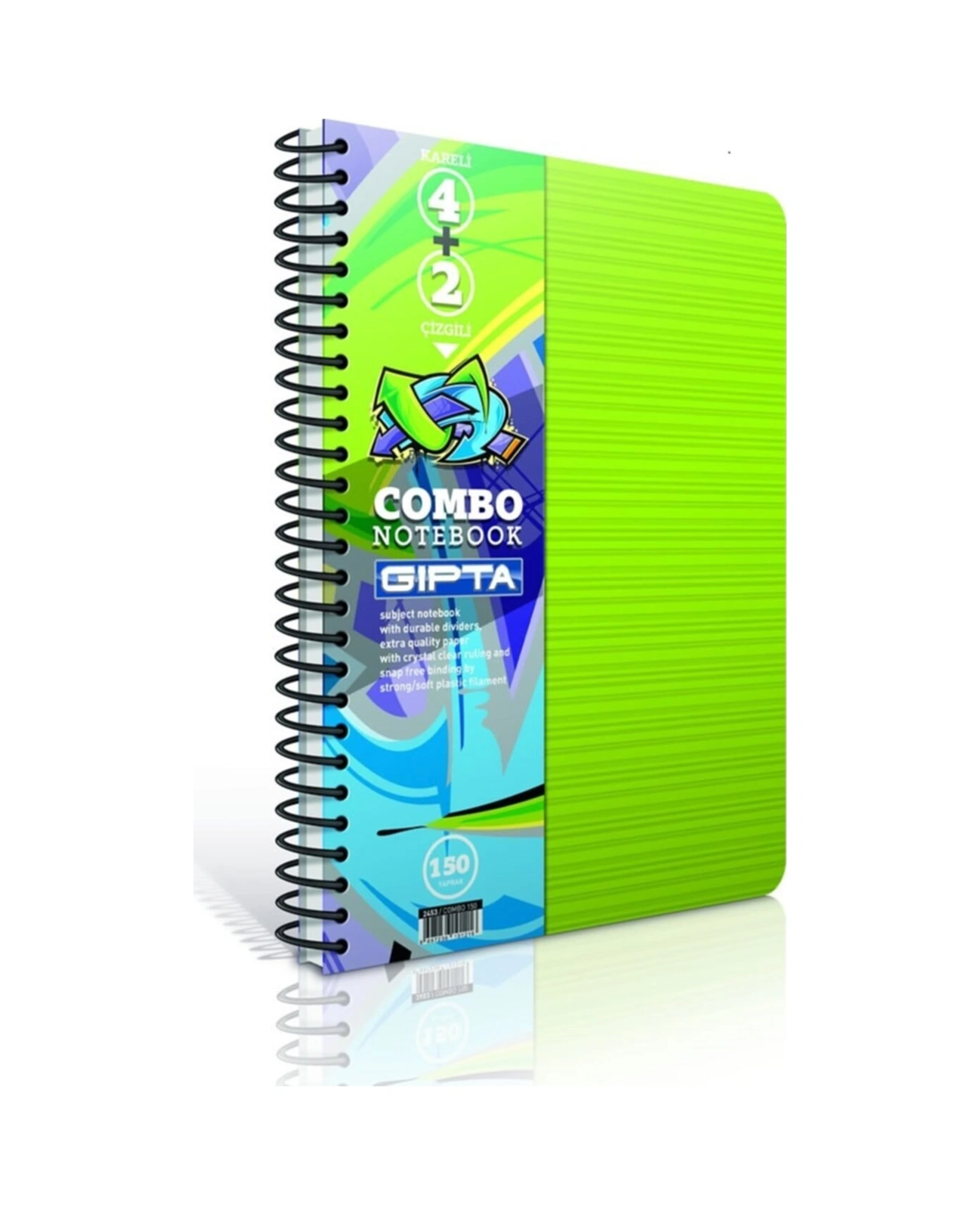 Combo A4 Spiralli Seperatörlü Pp Kapak 4+2 Defter 4 Kareli 2 Çizgili 150 Yp. 2 Li Paket