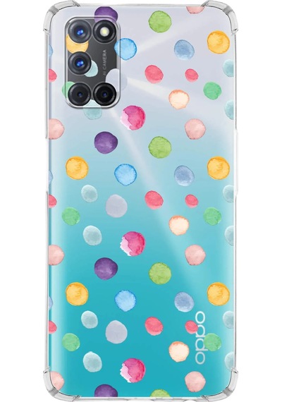 Prinrify Oppo A72 Uyumlu Water Color 6 Baskılı Şeffaf Köşe Korumalı Antişok Kılıf