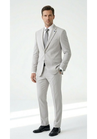 Tk 6893erkek Klasik 2 Li Takım Elbise 2 Düğmeli Slim Fit Esnek Kumaş Çift Yırtmaçlı 7 Drop Taş
