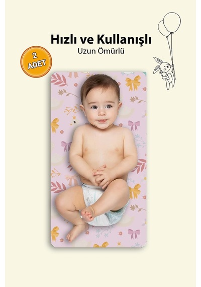 Matgo Baby Kuğulu Bebek Alt Açma Matı Minderi Yıkanır Sıvı Geçirmez Bakım Pad Örtüsü 35x65cm 2 Adet