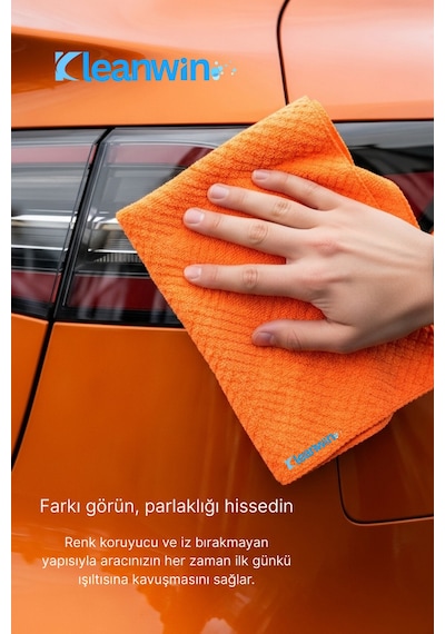 Lucid Mikrofiber Araba Cam Bezi 50x70 Cm 240 Gsm Turuncu, İz Bırakmaz Cam Silme Ve Kurulama Bezi