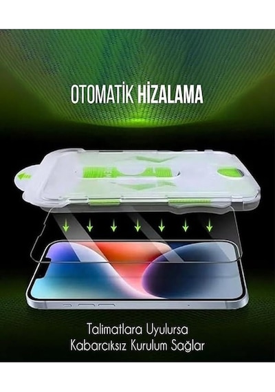 Ennar Apple iPhone 17 Pro Max Uyumlu Kolay Uygulama Aparatlı Tam Kapatan Kırılmaz Cam Ekran Koruyucu