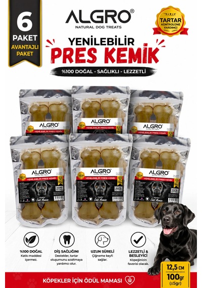 Doğal Ödül Kemiği %100 12,5 Cm 50 Gr. X 12 Adet Yenilebilir Çiğneme Kemiği