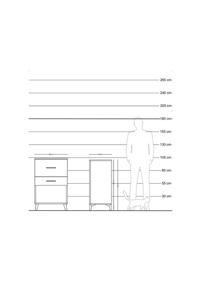 Kronos Komodin 2 Çekmeceli 60x59x96 Antrasit-çam Antrasit