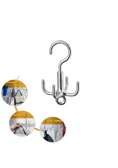Microcase Çok Amaçlı Döner Başlıklı Metal Elbise Kravat Eşarp Askılığı 1 Adet Al5448 Gümüş