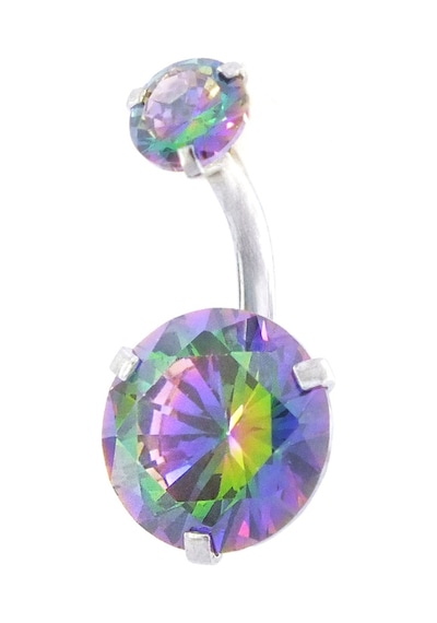 Ferizz 316l Çelik Mor Zirkon Taşlı Piercing Prc-206 Beyaz