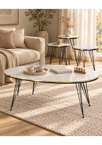 Odera Çift Altın Beyaz Elips Orta Sehpa Ve Zigon Sehpa 4'lü Set Siyah Tel Metal Ayaklı Modern Retro Salon Sehpası Diğer Odera Çift Altın Beyaz Elips Orta Sehpa Ve Zigon Sehpa 4'lü Set Siyah Tel Metal Ayaklı Modern Retro Salon Sehpası Diğer