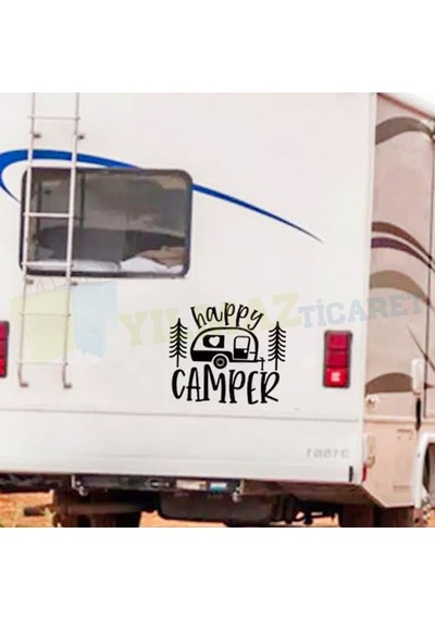 Mutlu Kampçı Kalpli Karavan Oto Sticker Yapıştırma Çıkartma