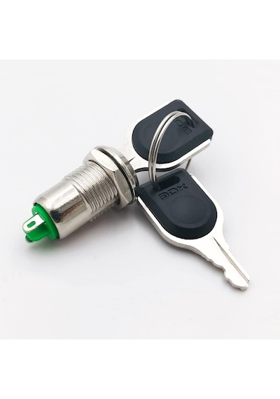 12mm Metal 2 Pin Anahtar Kontrollü Buton Panel Montaj On Off 1a Ac 250v Güvenlik Kilit Elektronik
