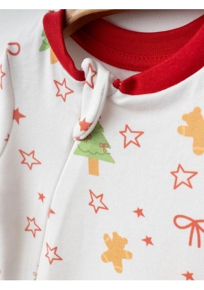 Zekids Bebek 3 Lü Yılbaşı Temalı Şapkalı Organik Bebek Tulum Seti-16182 Çok Renkli