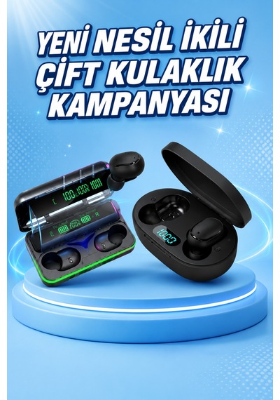 İkili Bluetooth Kulaklık Dijital Göstergeli Uzun Pil Ömrü Yüksek Ses Kaliteli Ilkelgrp-5835 Diğer