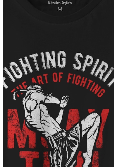 Unisex T-shirt Muay Thai Fight The Art Of Fighting Dövüş Siyah Baskılı Tişört 001