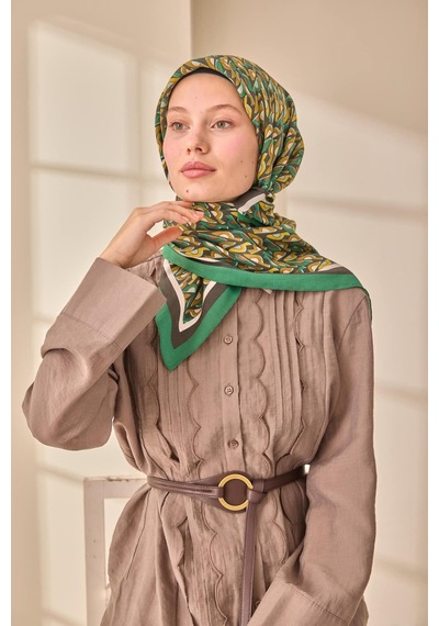 Silk Home Aura Eşarp 140006-21 Yeşil, Antrasit, Sarı, Krem, Yağ Yeşili