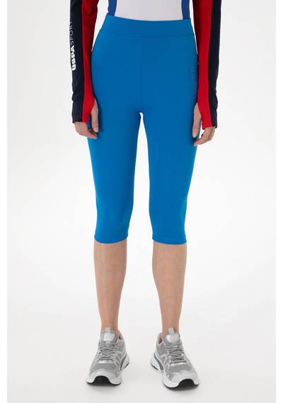 U.S. Polo Assn. Kadın Saks Mavisi Yüksek Bel Capri Spor Tayt 50284265-VR045