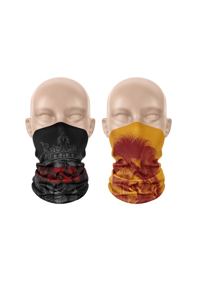 Dair Aslan King Desenli 2'li Set Boyunluk Bandana Outdoor Balaklava Yüz Maskesi Kafa Bandı