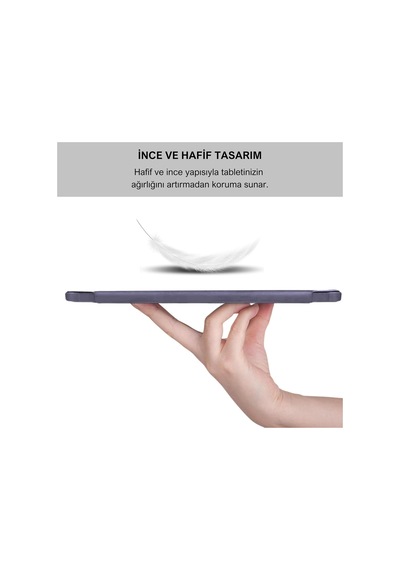 Klasse Apple İpad 10.9 İnç 2022 10. Nesil Uyumlu Smart Kılıf, Apple Pencil Kalemlikli, Trifold, Esnek, Mat, Darbeye Tam Dayanıklı Tablet Kılıfı Lila