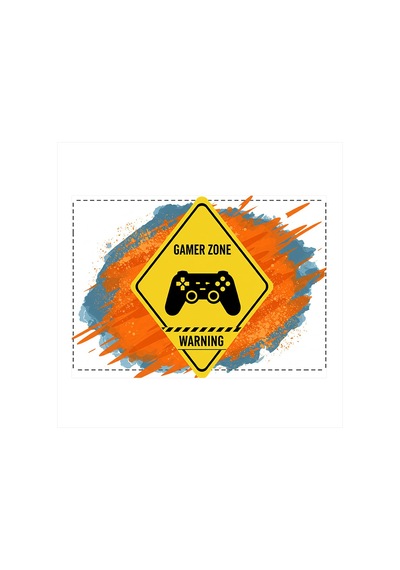 Sarı Gamer Zone Levhası Dekoratif Ahşap Tablo