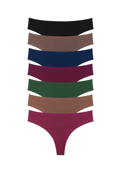 Sensu Kadın Fitilli Brazilian Tanga 7'li Paket Set Karışık