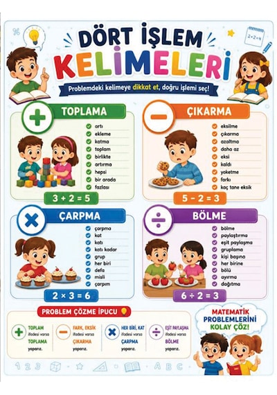 Eğitici Eğitici Matematik Dört İşlem Duvar Afişi - 50x70 Dayanıklı Vinil Baskımatematik Dört İşlem Duvar Afişi - 50x70 Dayanıklı Vinil Baskı