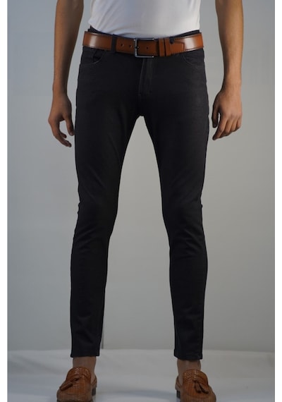 Bomonti Bmt Agre Süper Slim Petek Desenlı Kot Pantolon Siyah