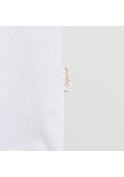 Jack & Jones Erkek Gögüs Baskili Bisiklet Yakatisört - Savona - 12310070 Beyaz
