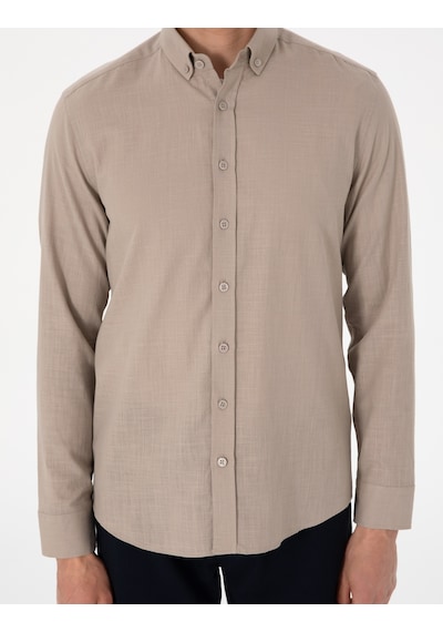 Pierre Cardin Erkek Vizon Gömlek Desenli 50307025-vr052 Vizon