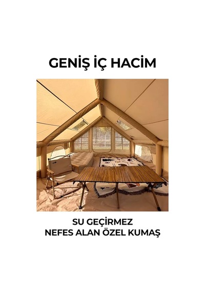 12 Kişilik 4 Mevsim Şişme Kamp Çadırı Oxford 210t Upf 40 Kumaş, -40 C'ye Kadar Kullanım Genel