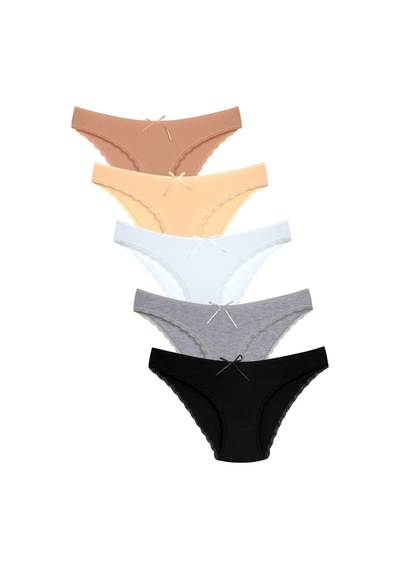 New Lilla 1101 Bikini Kadın T. Dantelli Külot Paketi Çok Renkli