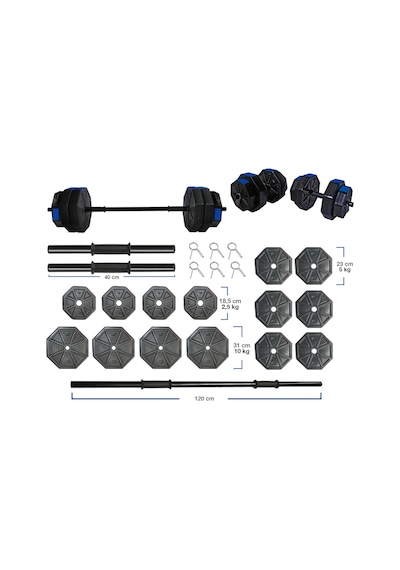 Tan Spor 80 KG Dambıl Halter Kısa Bar + Düz Bar Seti Kırmızı Kapaklı 150 CM