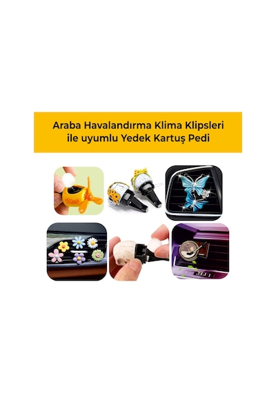 2'li Paket Araba Havalandırma Klima Koku Klipsi Yedek Kartuş Pedi 5 Ad. Premium Kadife Vanilya