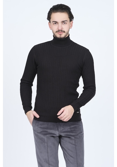 Raymons Erkek Fitilli Tam Balıkçı Triko Yün Kazak 67822887 Siyah