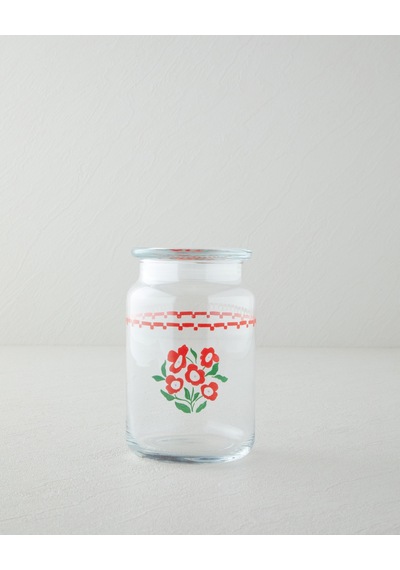 English Home Bright Parade Cam Kavanoz 880 Ml Kırmızı - Beyaz Kırmızı - Beyaz
