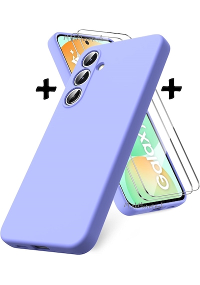 Samsung Galaxy Uyumlu S24 Fe Kılıf Renkli Silikon + Ekran Koruyucu Cam