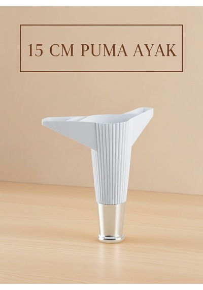 Puma 15 Cm Beyaz-krom Mobilya Kanepe Tv Ünitesi Kosol Ayağı Beyaz-krom