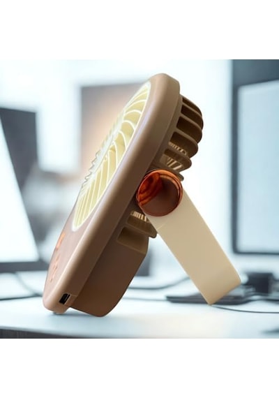 Fan Masaüstü Vantilatör Klima, Usb Ve Rgb Işıklı Mini Vantilatör, Serinletici 1200mah İster Ayaklı İster Asmalı 3 Kademe Güç .