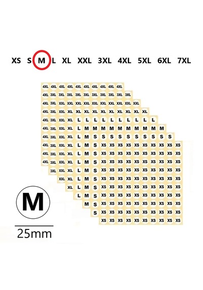 M Yapışkanlı Çapı-25mm Yuvarlak Beden Etiketi 210 Adet 200 Adet