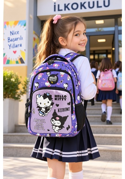 Okul Sırt Çantası Hello Kitty Friends 3 Bölmeli Ortopedik Cepli 40x30x12cm Çok Renkli