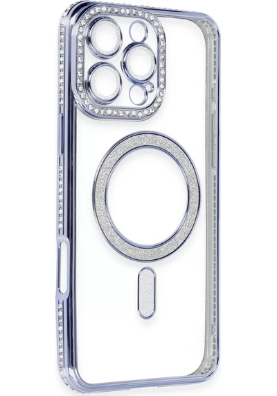 Newface Apple İphone 16 Pro Kılıf Joke Simli Magneticsafe Kılıf - Mavi