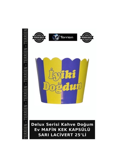 Delux Serisi Kahve Doğum Ev Mafin Kek Kapsülü Sarı Lacivert 25 Li Lacivert - Sarı