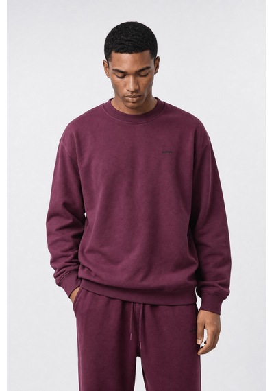 Erkek Respire Basic Oversize Sweatshirt Vişne Bordo
