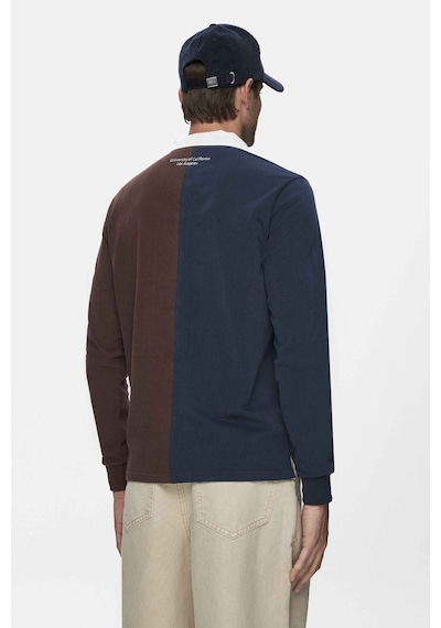 Ucla Clark Kahve Baskılı Polo Yaka Standard Fit Erkek Sweatshirt Kahve Kahverengi