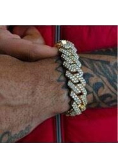 Prong Cuban Chain Gold Bileklik 20mm Kalın Komple Zirkon Altın