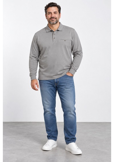 Bihan Store Erkek Gömlek Yaka Cepli Battal Sweat Y26-2030-gri
