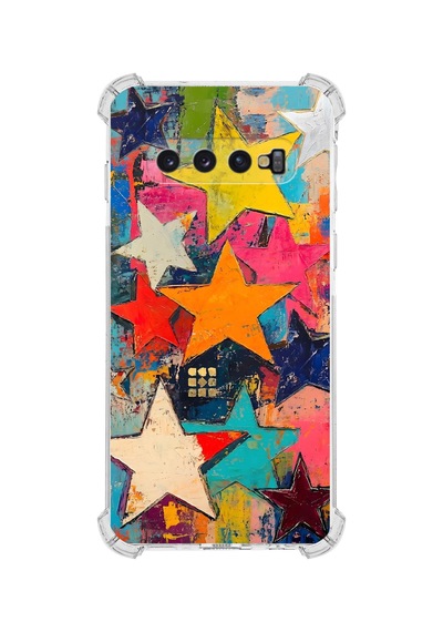 Printify Samsung Galaxy S10 Plus İle Uyumlu Düşlerin Dansı Serisi Yıldız Dansı Tasarımlı Uv Baskılı Köşe Korumalı Antişok Kılıf Şeffaf