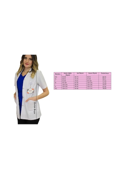 Klasik Yaka Kadın Doktor Önlüğü Hemşire Öğretmen Beyaz Önlük (508605562)