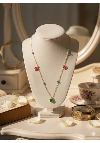 925 Ayar Mineli Özel Harfli Nazar Gözlü 3 Yonca Kolye.rose.gold.rodaj Yonca Gümüş