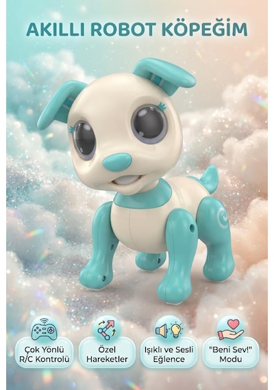 Eğitici Sesli Ve Işıklı 6 Fonksiyonlu Uzaktan Kumandalı 21 Cm Eğitici Akıllı Oyuncak Robot Köpek