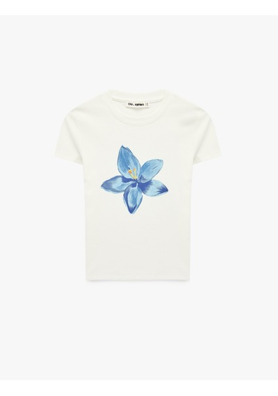Koton Kısa Kollu Bisiklet Yaka Pamuklu Hibiskus Baskılı Tişört Ekru 6sal10756ık Koton Kısa Kollu Bisiklet Yaka Pamuklu Hibiskus Baskılı Tişört Ekru 6sal10756ık