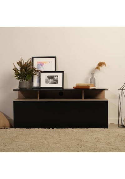 Vision Çekmeceli Tv Sehpası - Açık Ceviz Tori -Siyah117 x 48 x 40 CM