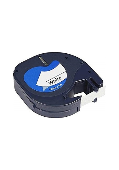 DYMO LT LetraTag Beyaz Etikt Siyah Plastik Serit 91201 12mmx4M